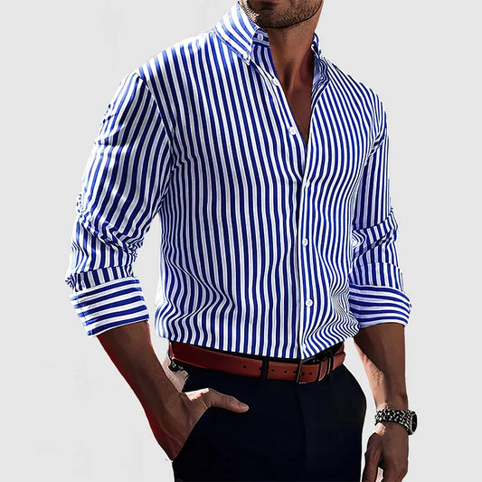 Heren Overhemd Lange Mouwen Gestreept Button-down Stijl - StudioMarella