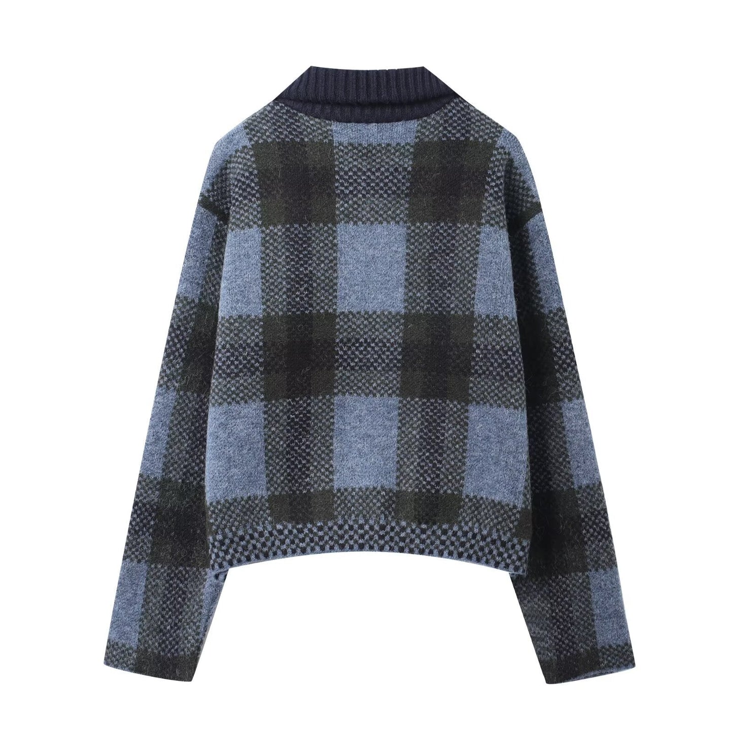 Dames Jas Kort Geruit Met Rits Stoer Design