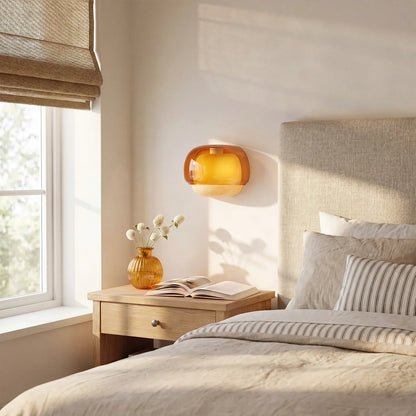 Moderne Glazen Wandlamp met Dubbele Paddenstoelkap – Kleurrijk Accent voor Slaapkamer en Gang