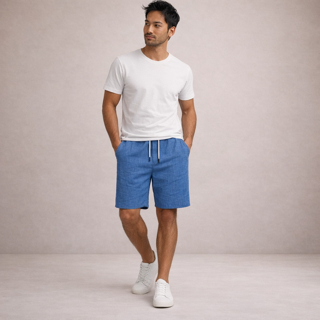 Korte Herenbroek Linnen Ademend Zomerbroek Casual Fit