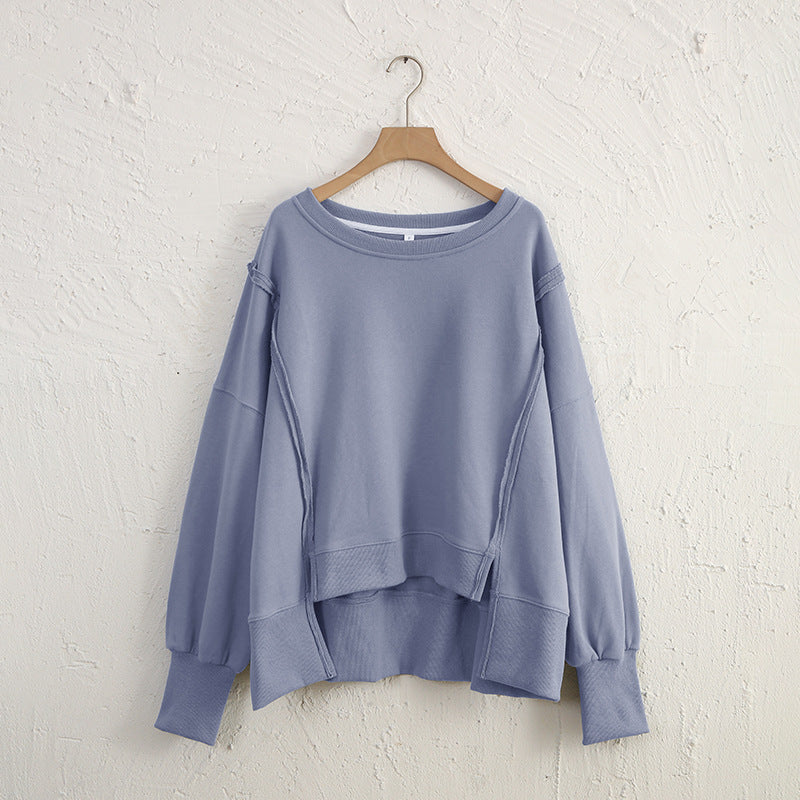 Dames Sweater Warme Losse Trui met Rauwe Boorden