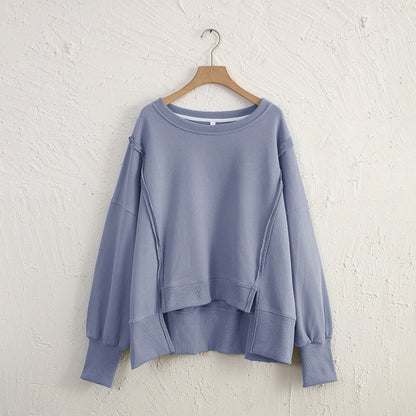 Dames Sweater Warme Losse Trui met Rauwe Boorden