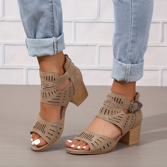 Damen Sandalen met Hoge Hak van Leer Zwart - StudioMarella
