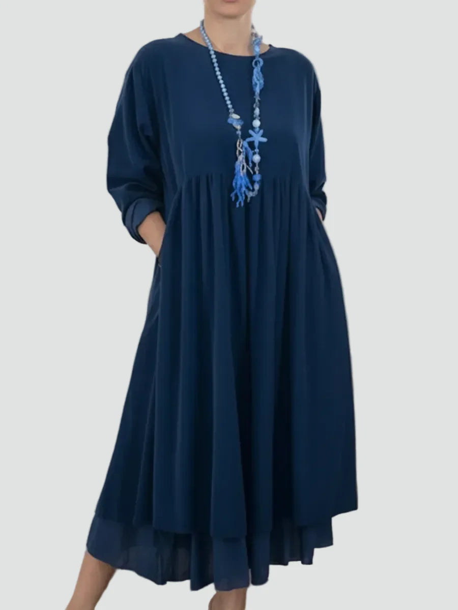 Dames Jurk Midi Losse Pasvorm Lange Mouwen Elegante Stijl - StudioMarella