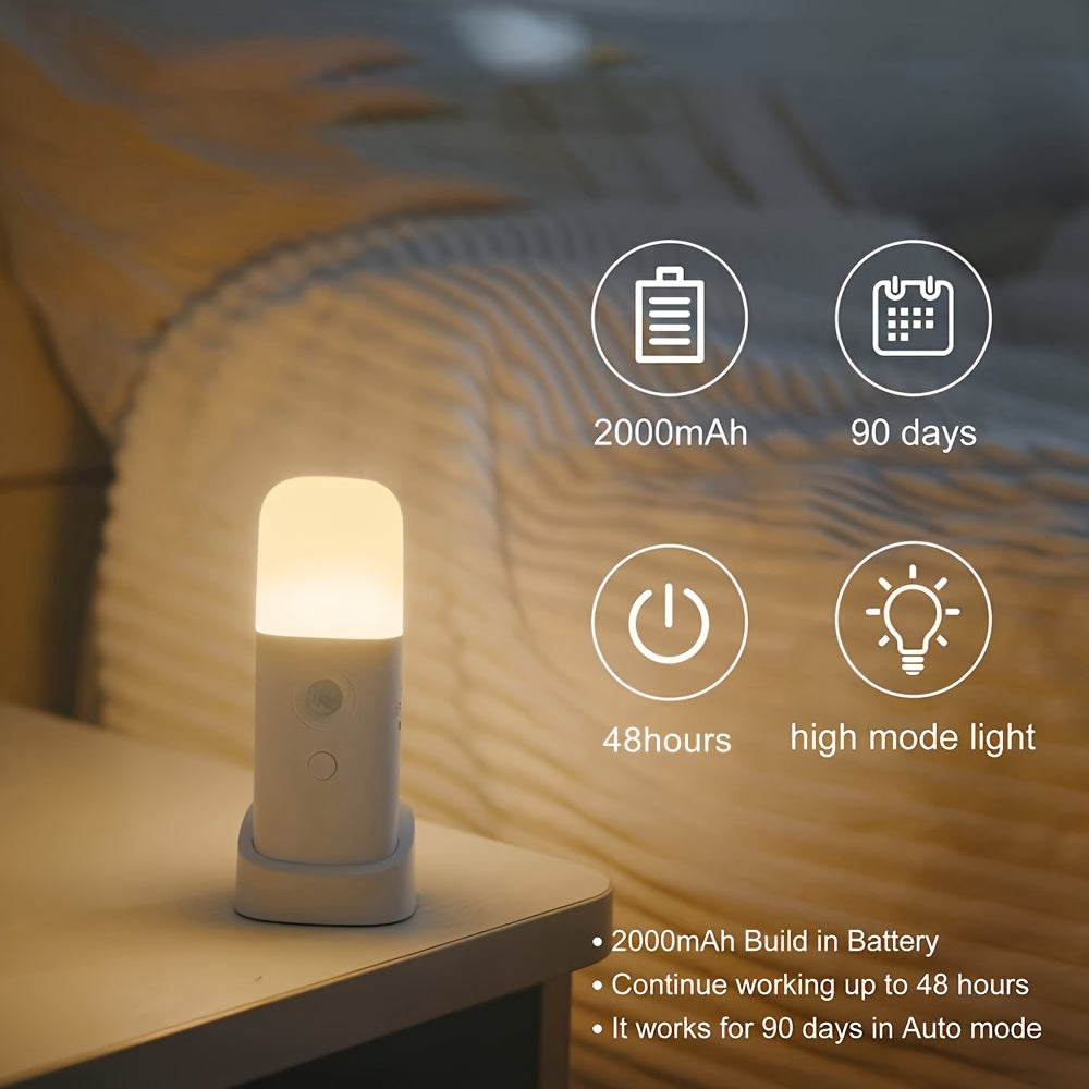 LED Nachtlamp Bewegingssensor USB-oplaadbaar 2000mAh wit slaapkamer gang dimbaar draadloos lampje