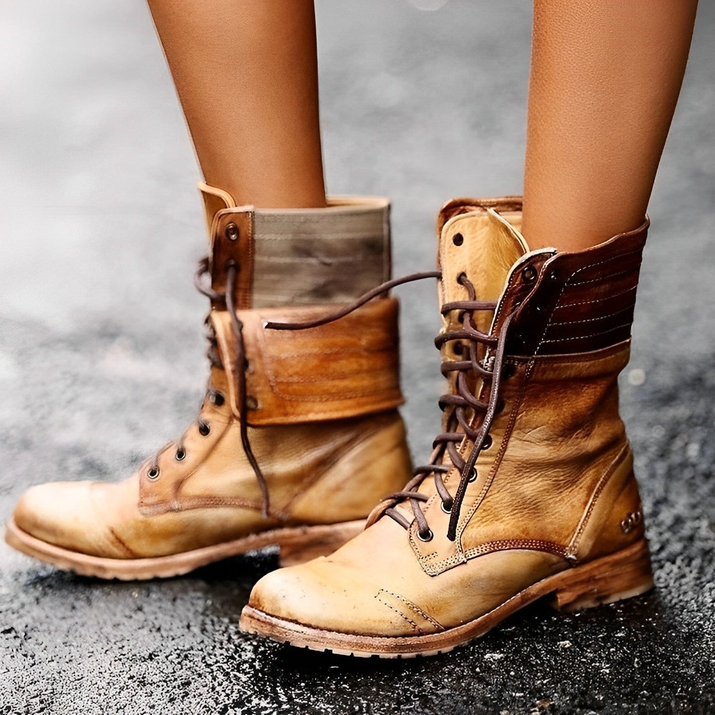 Leren Laarzen met Veters voor Vrouwen