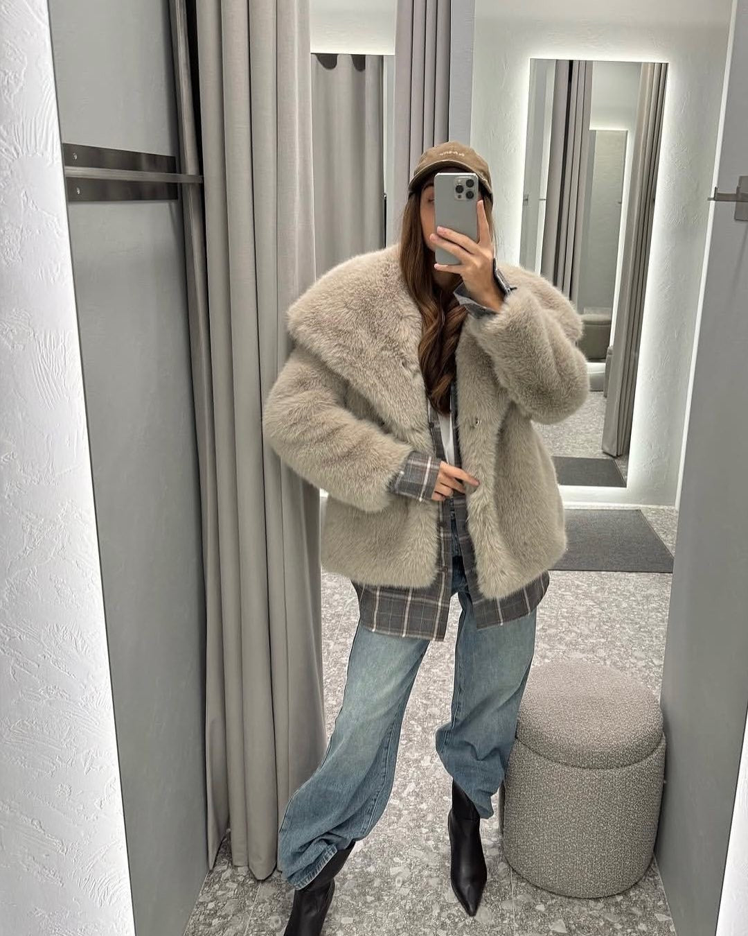 Dames Faux Fur Jas Kort Zacht Oversized