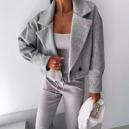 Dames Korte Wollen Jas Elegante Stijl