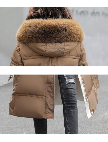 Dames Pufferjas Warm Lange Donsjas Blauw
