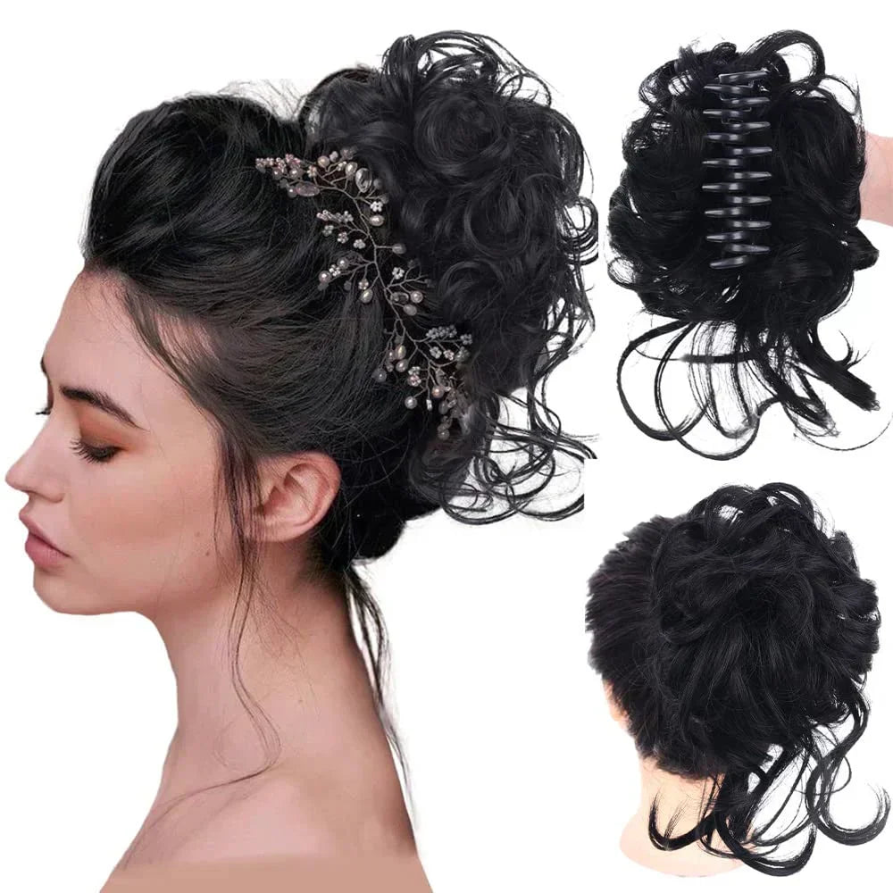 Haarknot met Krullen – Synthetisch Haar – Clip-On Knot – Volumineus – Verschillende Kleuren