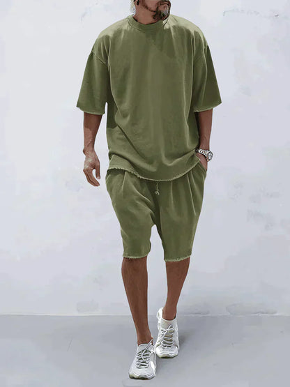 Heren Zomer Set Oversized T-shirt en Shorts Comfortabel
