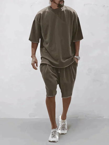 Heren Zomer Set Oversized T-shirt en Shorts Comfortabel