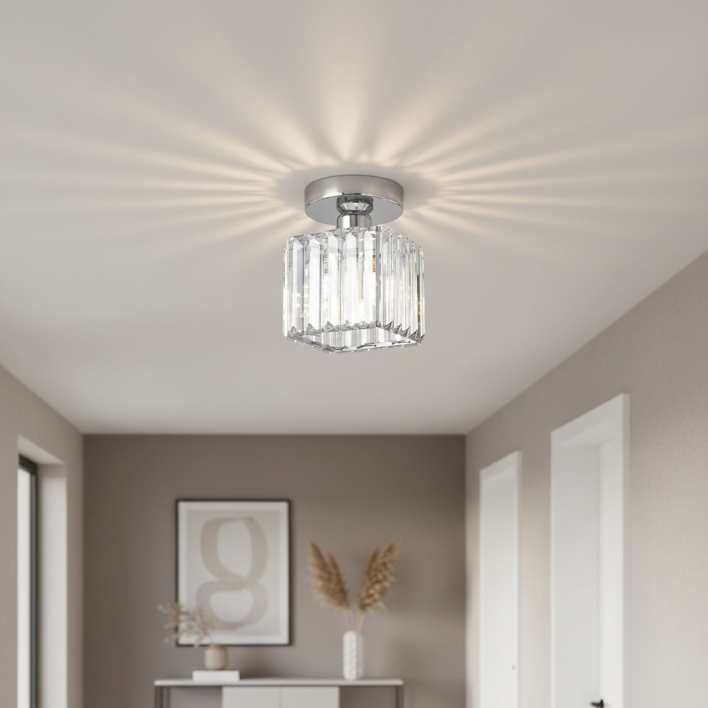Plafondlamp Kristal Zwart Zilver Goud E27 Opbouw Modern Hal Woonkamer