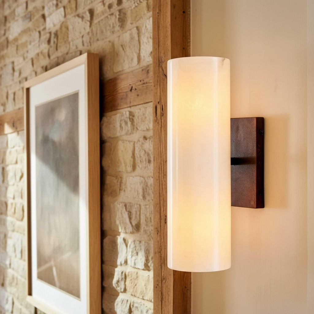 Wandlamp Badkamer Boven Spiegel 33 cm Albast of Geribbeld Glas Messing Brons Nikkel