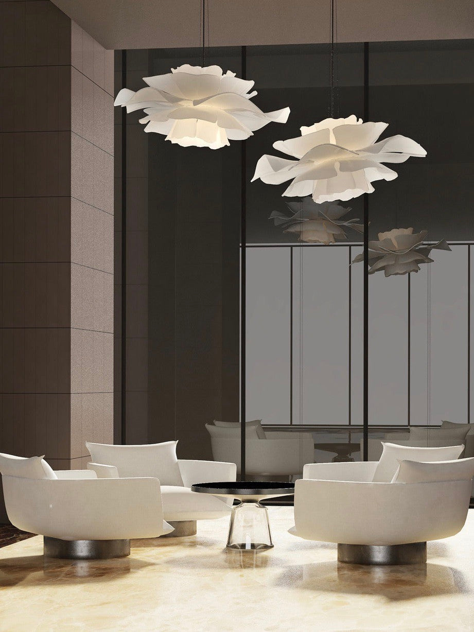 Handgemaakte Acryl Hanglamp Lotus Bloem Wit Scandinavisch Design