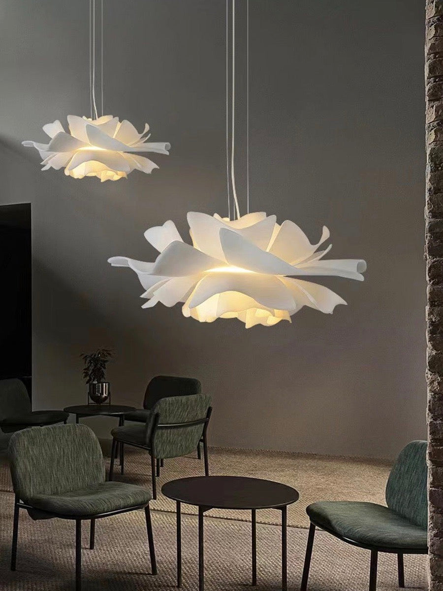 Handgemaakte Acryl Hanglamp Lotus Bloem Wit Scandinavisch Design
