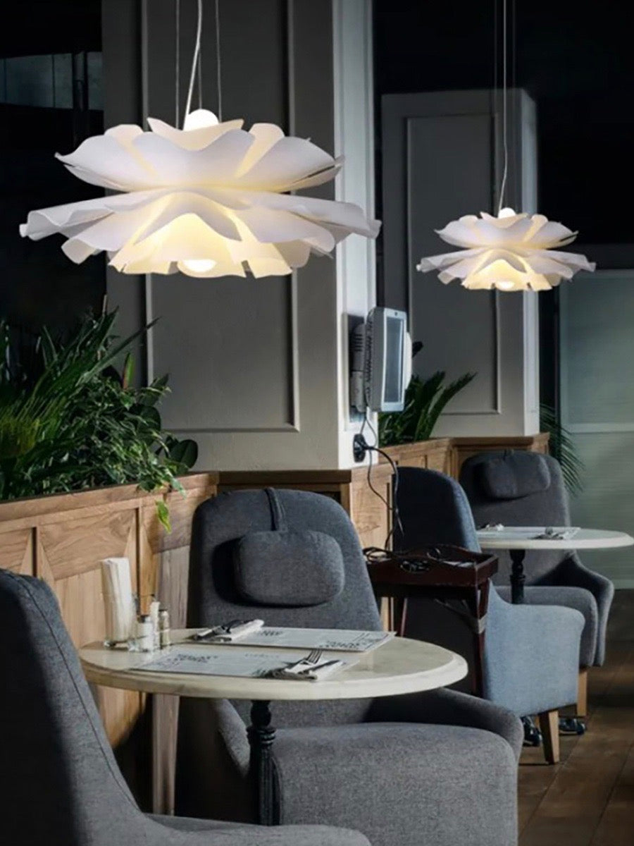 Handgemaakte Acryl Hanglamp Lotus Bloem Wit Scandinavisch Design