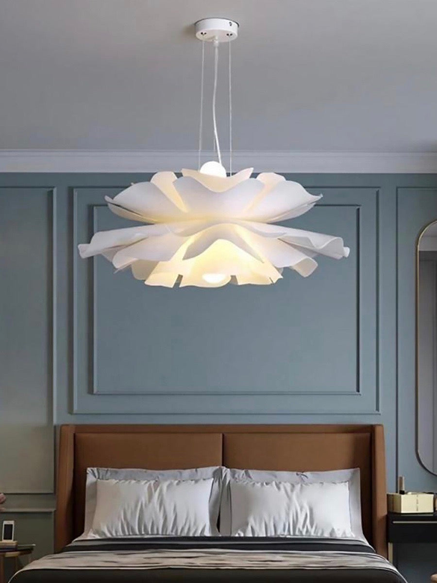 Handgemaakte Acryl Hanglamp Lotus Bloem Wit Scandinavisch Design