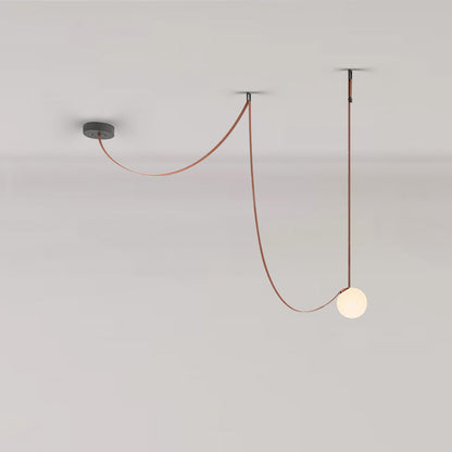 Hanglamp Leer Glas Bollen Luxe Verstelbaar Warm Wit Woonkamer Eetkamer