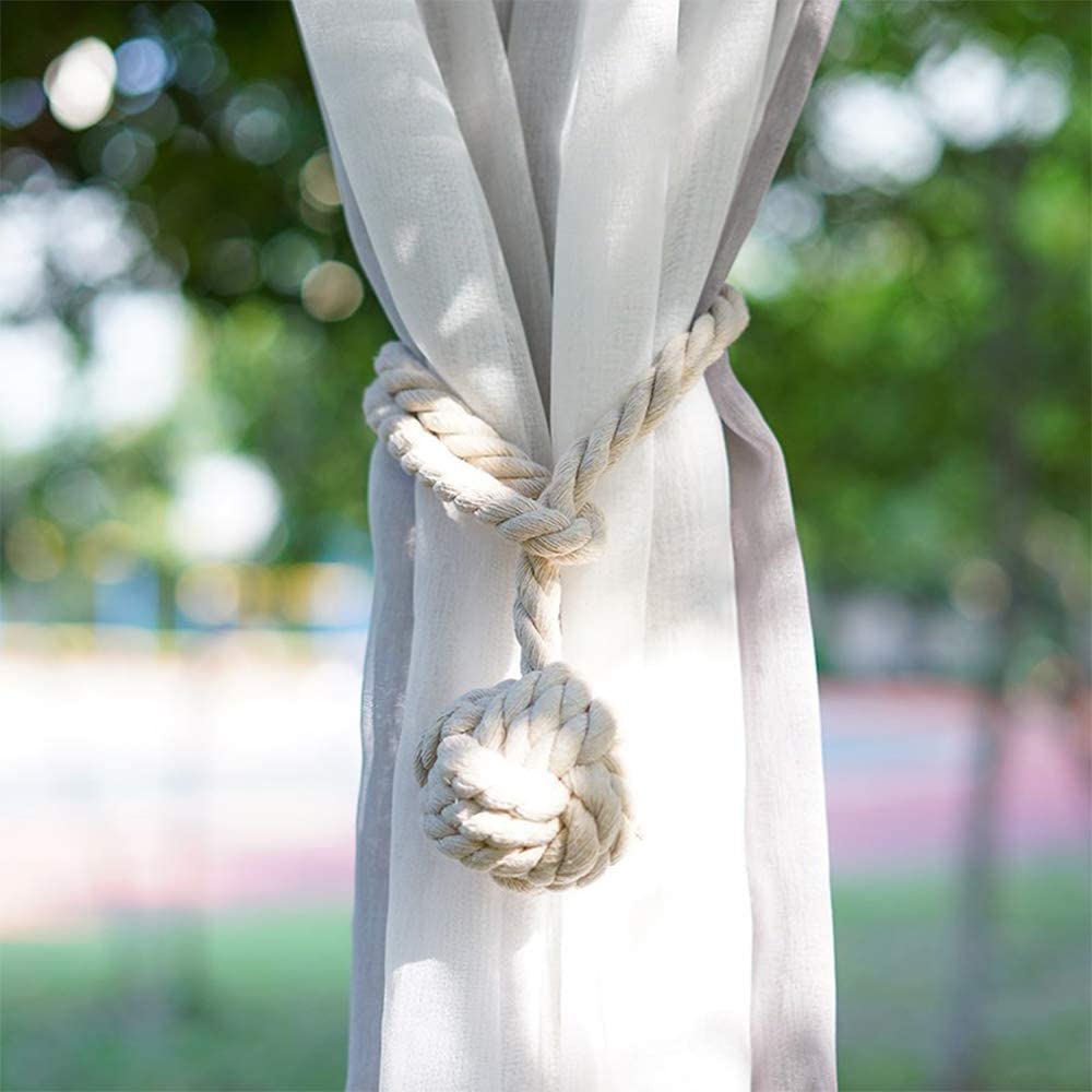 Macramé Gordijnhouders met Houten Stok – Handgeweven Katoenen Tie Backs voor Natuurlijke Boho Stijl