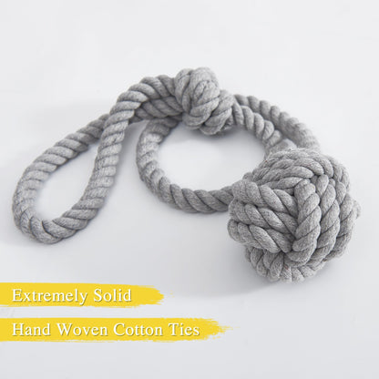 Macramé Gordijnhouders met Houten Stok – Handgeweven Katoenen Tie Backs voor Natuurlijke Boho Stijl
