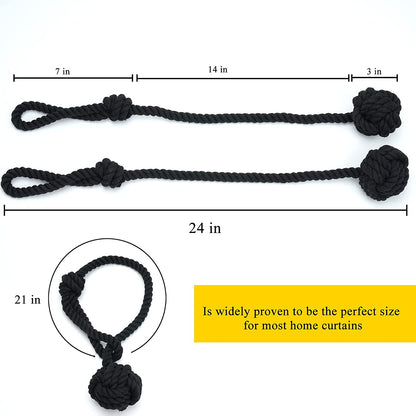 Macramé Gordijnhouders met Houten Stok – Handgeweven Katoenen Tie Backs voor Natuurlijke Boho Stijl