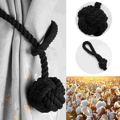 Macramé Gordijnhouders met Houten Stok – Handgeweven Katoenen Tie Backs voor Natuurlijke Boho Stijl