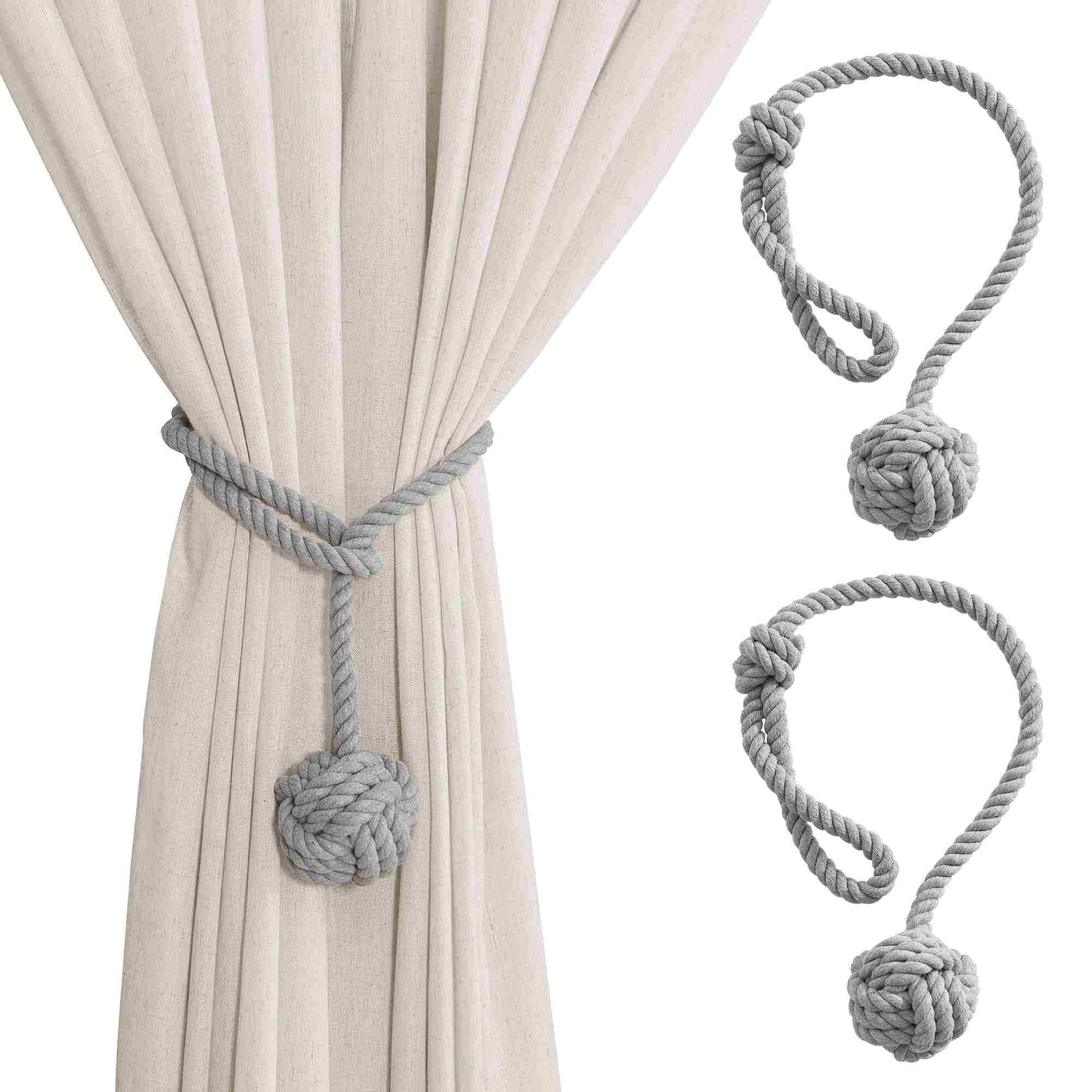 Macramé Gordijnhouders met Houten Stok – Handgeweven Katoenen Tie Backs voor Natuurlijke Boho Stijl