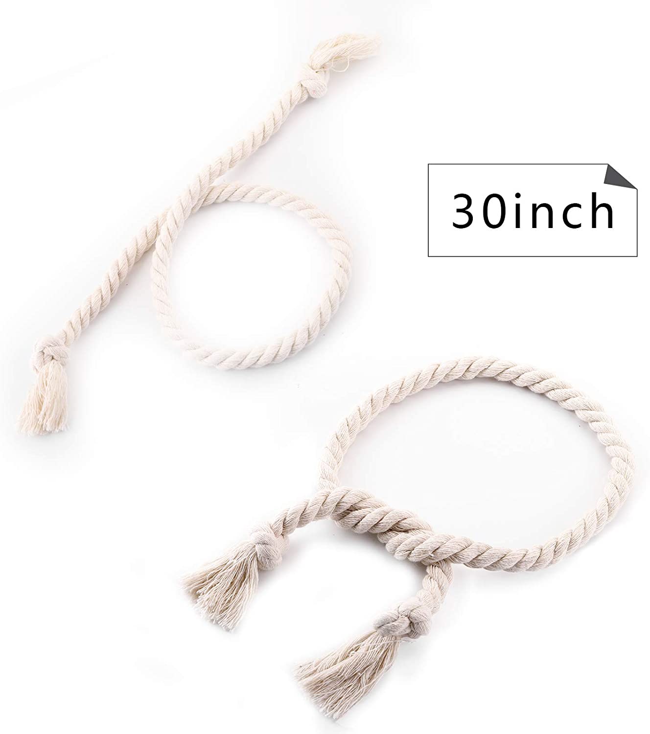 Macramé Gordijnhouders met Houten Stok – Handgeweven Katoenen Tie Backs voor Natuurlijke Boho Stijl