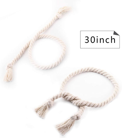 Macramé Gordijnhouders met Houten Stok – Handgeweven Katoenen Tie Backs voor Natuurlijke Boho Stijl