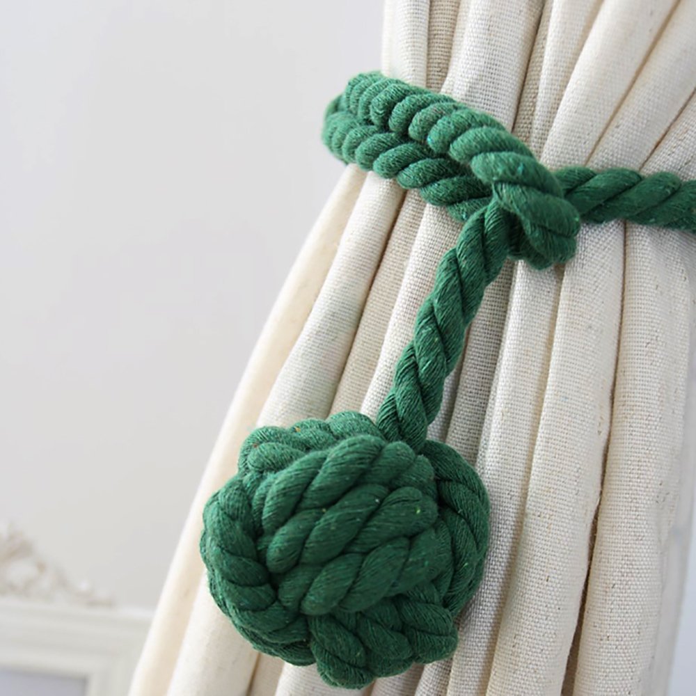 Macramé Gordijnhouders met Houten Stok – Handgeweven Katoenen Tie Backs voor Natuurlijke Boho Stijl