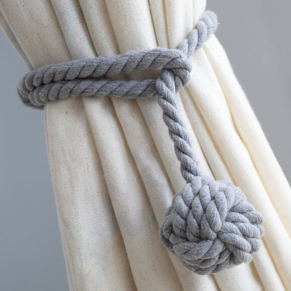 Macramé Gordijnhouders met Houten Stok – Handgeweven Katoenen Tie Backs voor Natuurlijke Boho Stijl