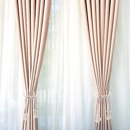 Macramé Gordijnhouders met Houten Stok – Handgeweven Katoenen Tie Backs voor Natuurlijke Boho Stijl