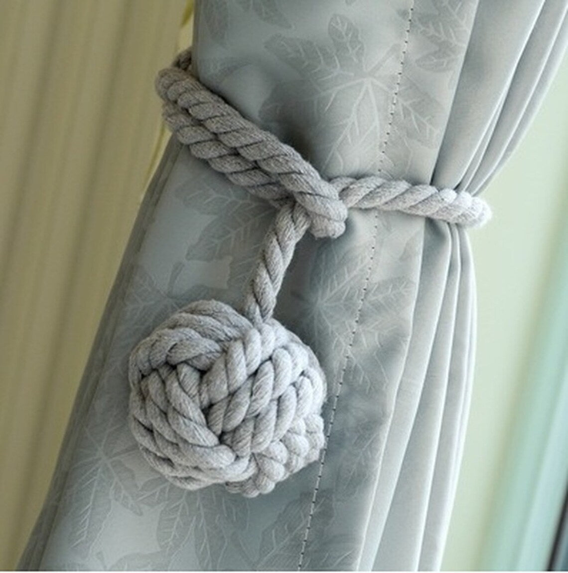 Macramé Gordijnhouders met Houten Stok – Handgeweven Katoenen Tie Backs voor Natuurlijke Boho Stijl