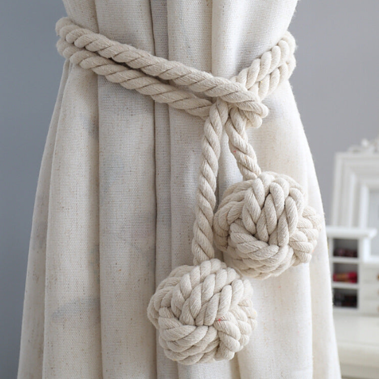 Macramé Gordijnhouders met Houten Stok – Handgeweven Katoenen Tie Backs voor Natuurlijke Boho Stijl