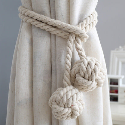 Macramé Gordijnhouders met Houten Stok – Handgeweven Katoenen Tie Backs voor Natuurlijke Boho Stijl