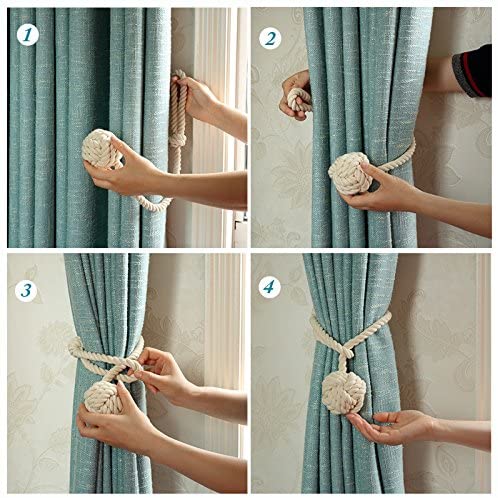 Macramé Gordijnhouders met Houten Stok – Handgeweven Katoenen Tie Backs voor Natuurlijke Boho Stijl