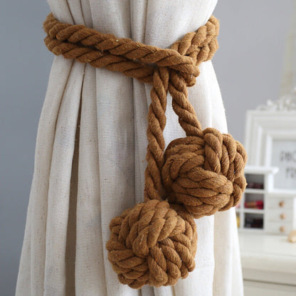 Macramé Gordijnhouders met Houten Stok – Handgeweven Katoenen Tie Backs voor Natuurlijke Boho Stijl