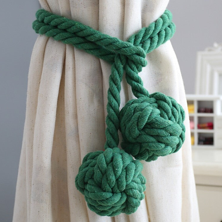 Macramé Gordijnhouders met Houten Stok – Handgeweven Katoenen Tie Backs voor Natuurlijke Boho Stijl