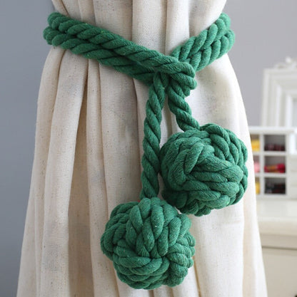 Macramé Gordijnhouders met Houten Stok – Handgeweven Katoenen Tie Backs voor Natuurlijke Boho Stijl