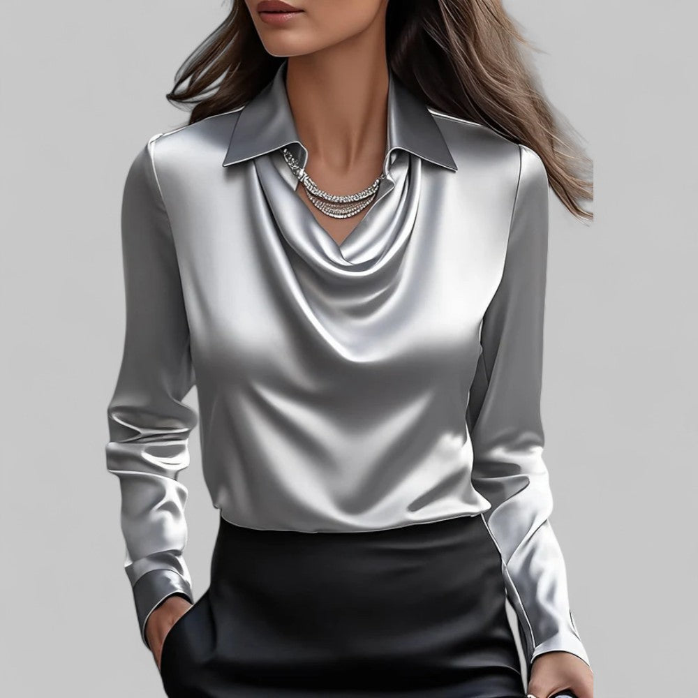 Dames Blouse Lange Mouwen Gedrapeerde Hals