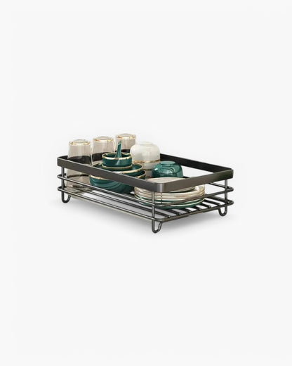 Modern afdruiprek van carbon staal met 360° draaibare afvoer – luxe keukendroogrek met meerdere niveaus