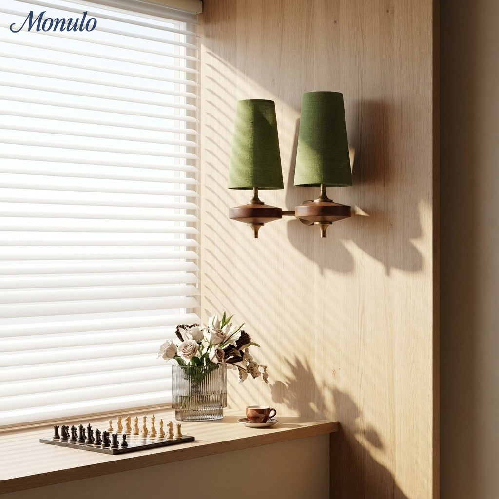 Retro Wandlamp met Stoffen Kap – Vintage Verlichting voor Slaapkamer