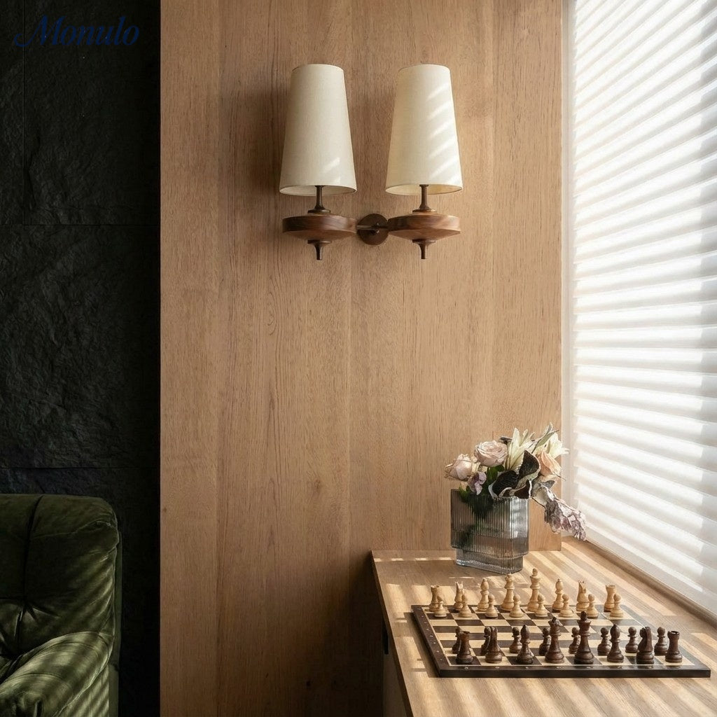 Retro Wandlamp met Stoffen Kap – Vintage Verlichting voor Slaapkamer