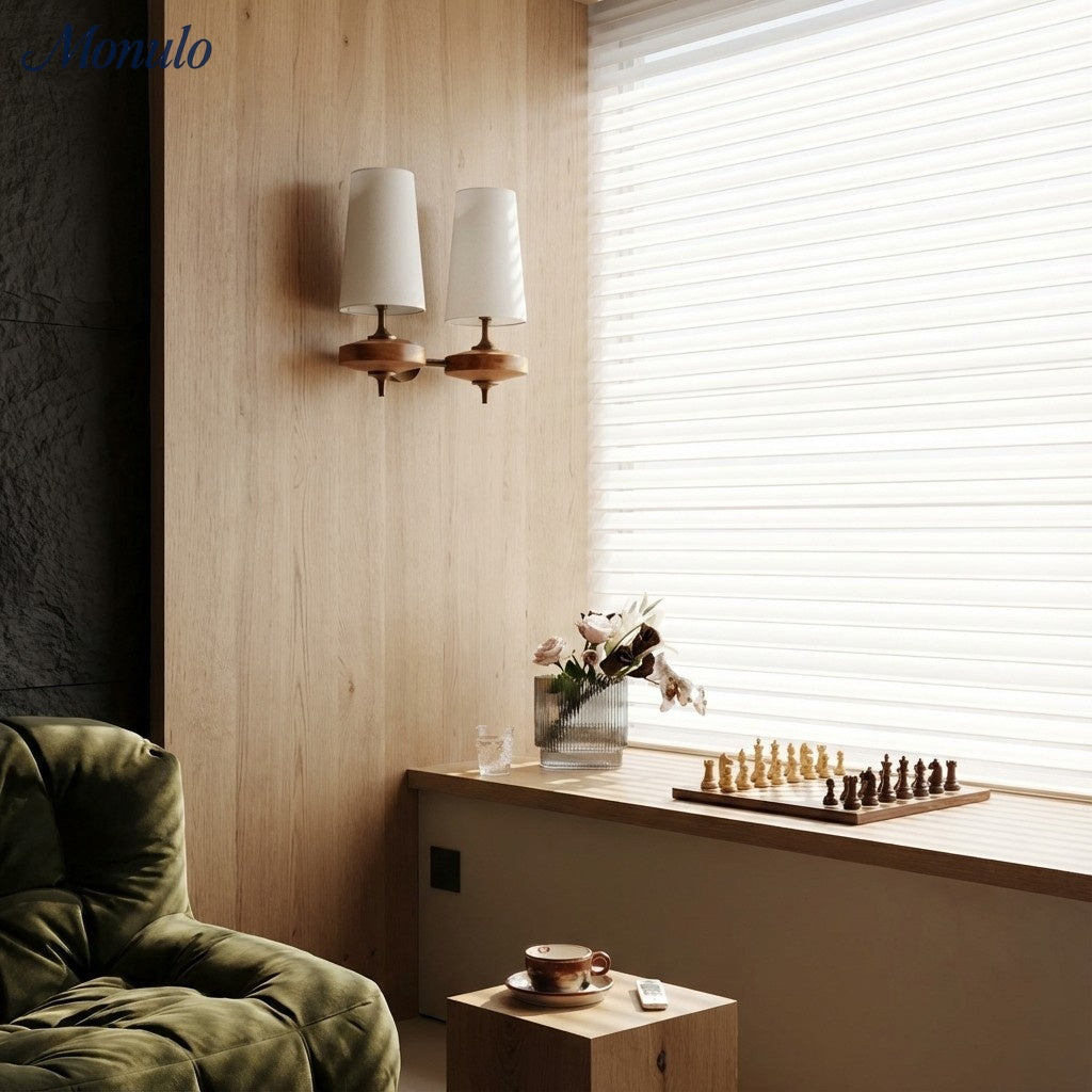 Retro Wandlamp met Stoffen Kap – Vintage Verlichting voor Slaapkamer
