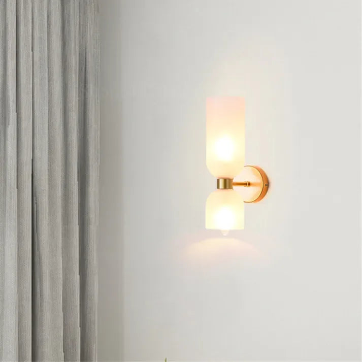 Wandlamp Glas Goud Dubbele Kap 35cm E14 Hal Woonkamer Slaapkamer Modern Stijlvol