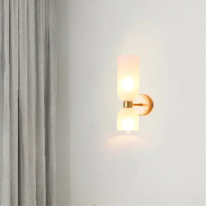 Wandlamp Glas Goud Dubbele Kap 35cm E14 Hal Woonkamer Slaapkamer Modern Stijlvol