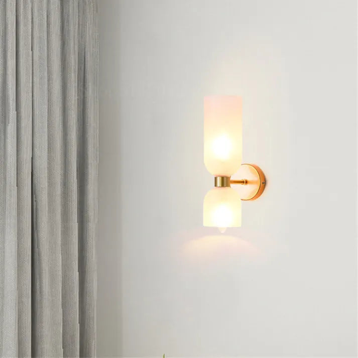 Wandlamp Dubbel Glas IJzer Moderne Wandverlichting Gang Slaapkamer Woonkamer E12