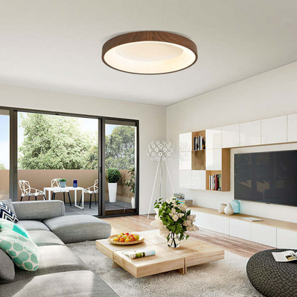 LED Plafondlamp Houtlook IJzer Acryl Rond Woonkamer Slaapkamer Hal Moderne Plafondlamp Scandinavisch Design Warm Licht