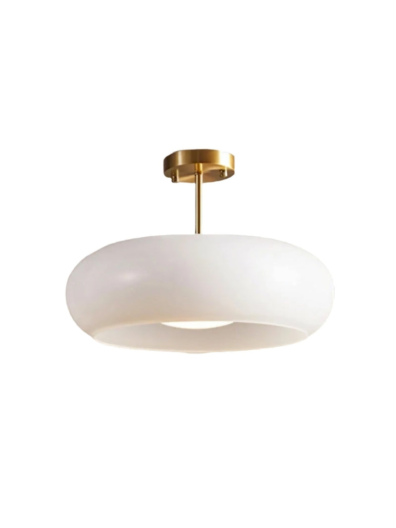 Plafondlamp Glazen Schijf Bauhaus Design Messing of Chroom Oranjegeel of Wit Glas Retro Stijlvolle Verlichting